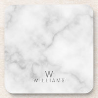 White Marble with Personalized Monogram and Name