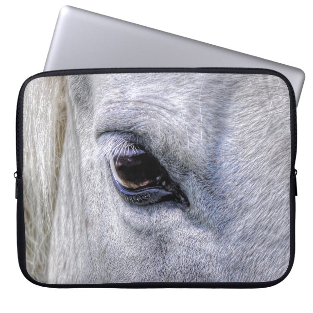 White Mare Horse's Eye Animal-lover Photo Laptop Sleeve (Front)