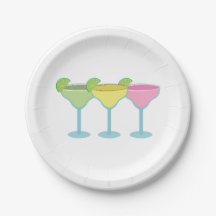 White Margarita Glasses Party Plates