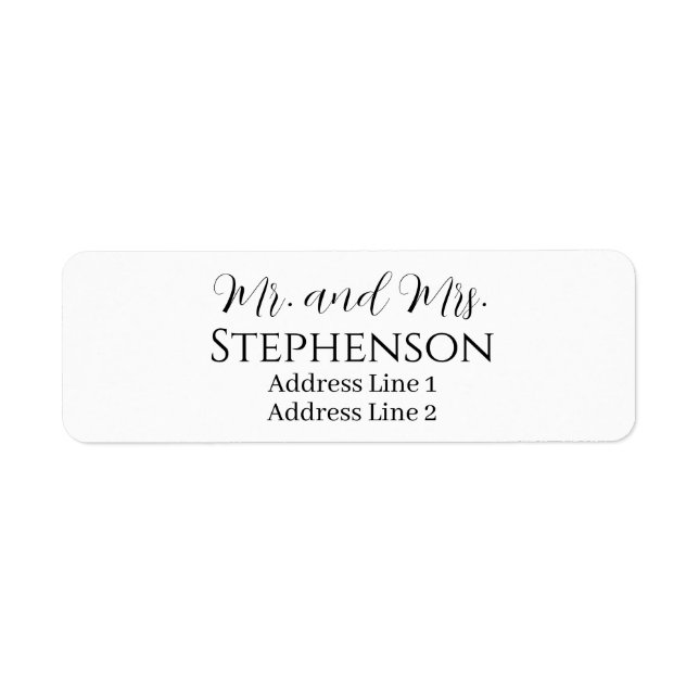 White Married Couple Return Address Labels (Front)