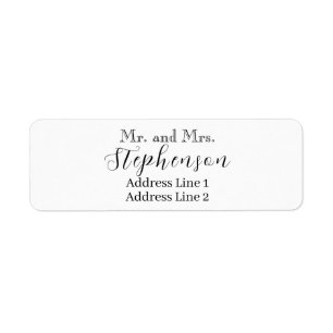 White Married Couple Return Address Labels