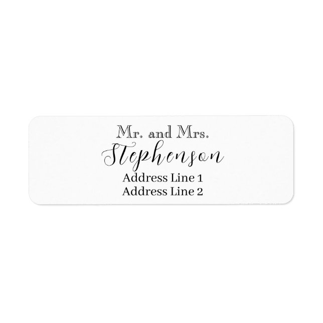 White Married Couple Return Address Labels (Front)