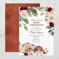 White Marsala Pumpkin Baby Shower Invitation