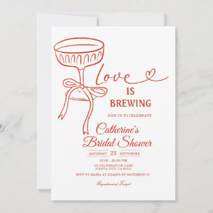 White Martini Bridal Shower Love Is Brewing Theme Invitation