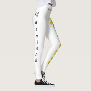 White Maryland Black Eyed Susan États Leggings