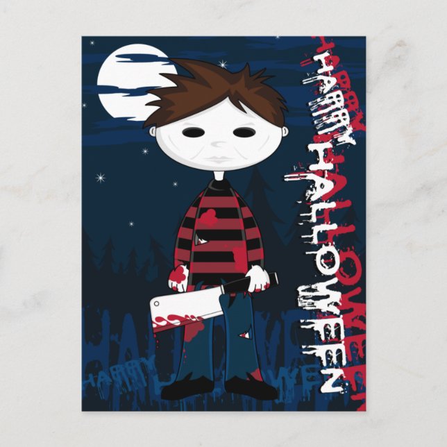 White Mask Serial Killer Postcard (Front)