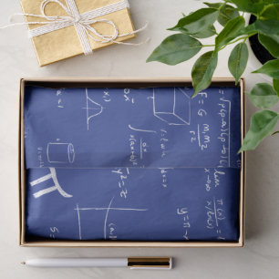 White Mathematic Formulas Equations Blue Tissue Paper