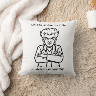 White Medical Cartoon grumpy chief illustration Throw Pillow