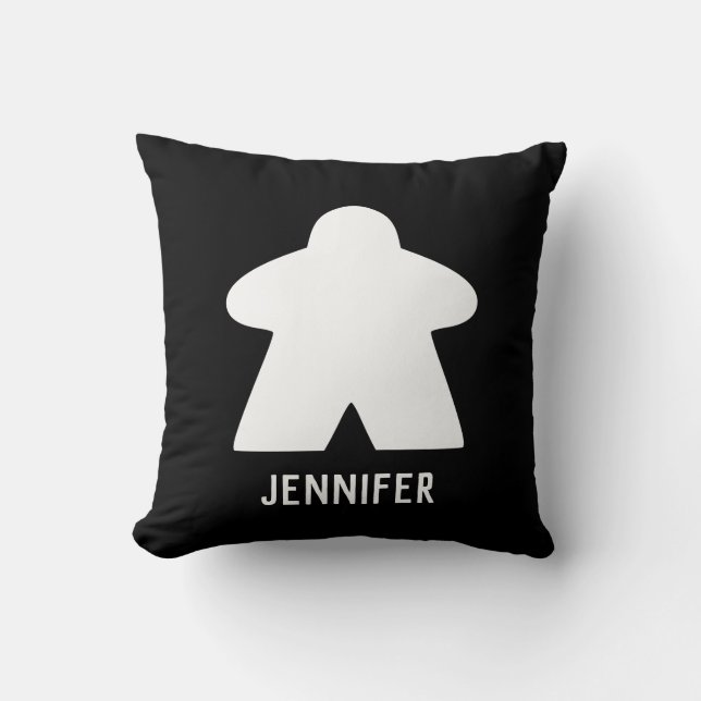 White Meeple Pillow | Custom Text | One/Pattern (Front)