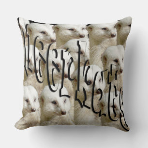 White Meerkat Army Logo, Large Throw Cushion. Pillow