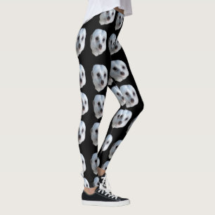White Meerkat Face On Black, Leggings