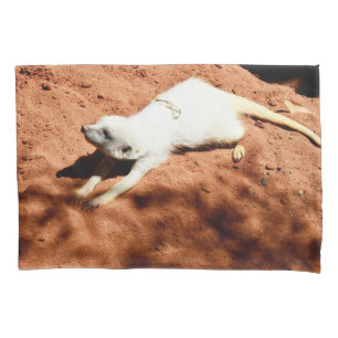 White Meerkat Stretching, Pillow Case