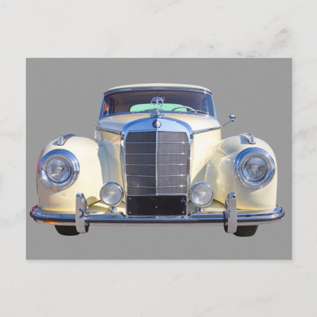 White Mercedes Benz 300 Luxury Car Postcard (Front)
