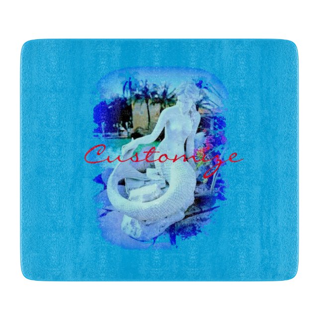 White Mermaid Sitting Thunder_Cove Cutting Board (Front)
