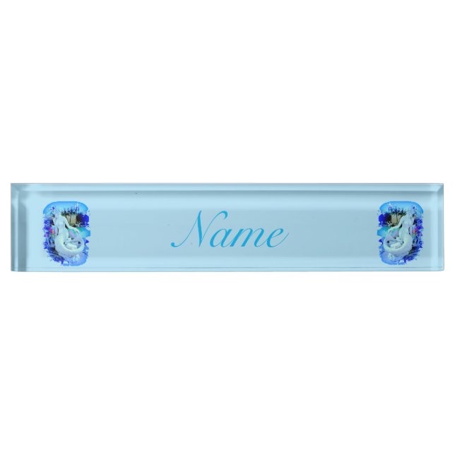 White Mermaid Sitting Thunder_Cove Nameplate (Front)