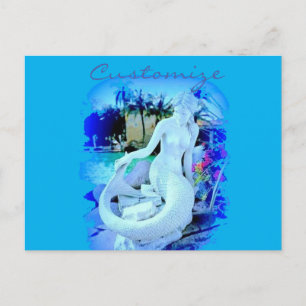 White Mermaid Sitting Thunder_Cove Postcard