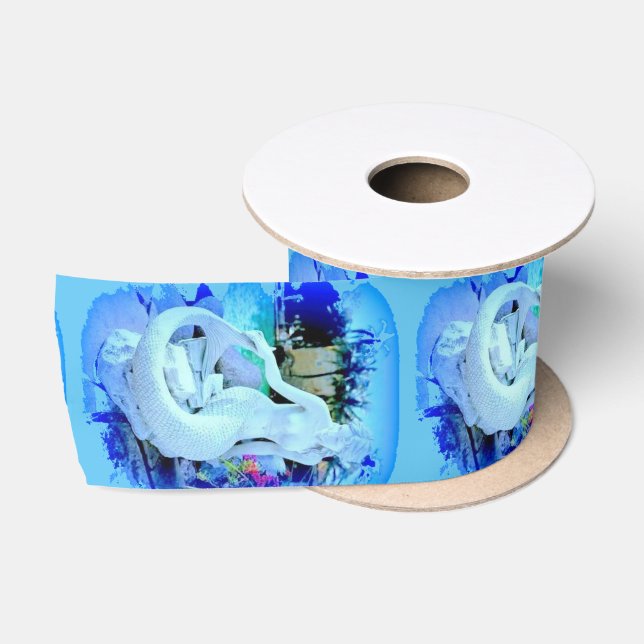 White Mermaid Sitting Thunder_Cove Satin Ribbon (Spool)