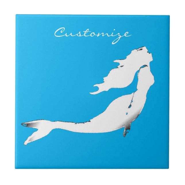 White Mermaids Swimming Thunder_Cove Tile (Front)