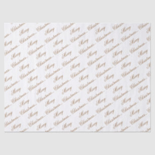 White "Merry Christmas" Gold Script  Tissue Paper