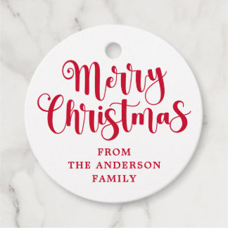 White Merry Christmas name message gift hang tags