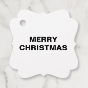 WHITE MERRY CHRISTMAS SIMPLE  FAVOR TAGS