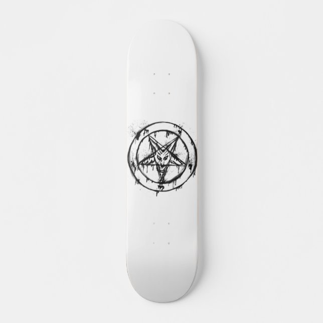 White Messy Baphomet Skateboard (Front)