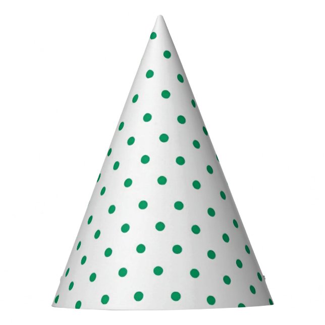 White Micro Green Dots Party Hat (Front)