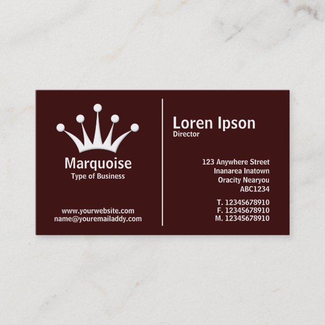 White Middle Rule (Crown) - Dark Brown 330000 Business Card (Front)