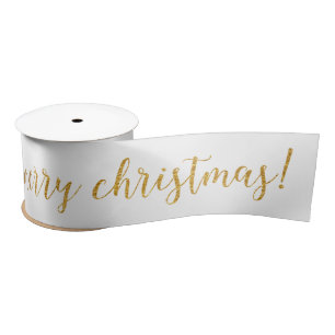 White Milk Golden Merry Christmas Satin Ribbon