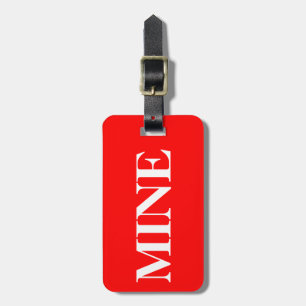 White MINE on Red Luggage Tag