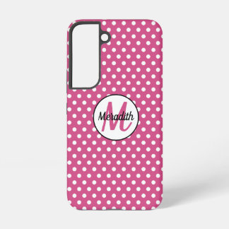 White Mini Polka Dots on Cranberry Pink Samsung Galaxy Case