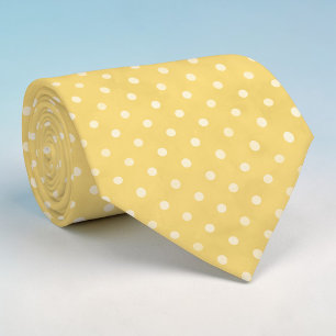 White Mini Polka Dots on Yellow Necktie