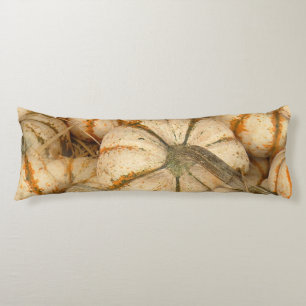 White Mini Pumpkins With Orange And Green Accents Body Pillow