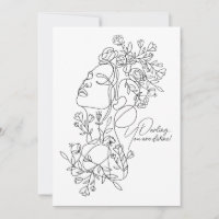 White Minimal Abstract Floral Greeting Card