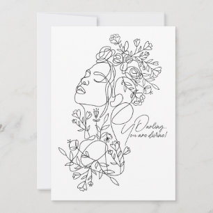 White Minimal Abstract Floral Greeting Card