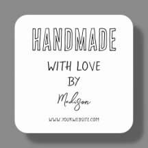 White Minimal | Handmade With Love Square Sticker