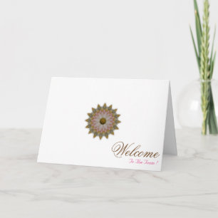 White Minimal Lotus Art Welcome Wishing Card