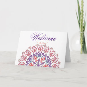 White Minimal Lotus Welcome Wishing Card