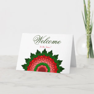 White Minimal Lotus Welcome Wishing Card