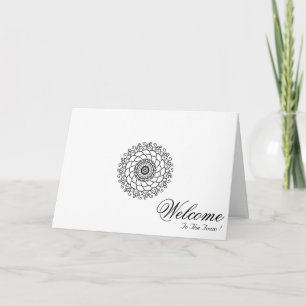 White Minimal Mandala Art Welcome Wishing Card