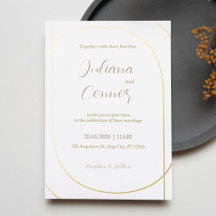 White Minimal Modern Arch Wedding Gold