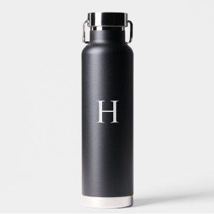 White Minimal Modern Elegant Monogram Water Bottle