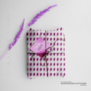 White Minimal Pink Flower Wrapping Paper