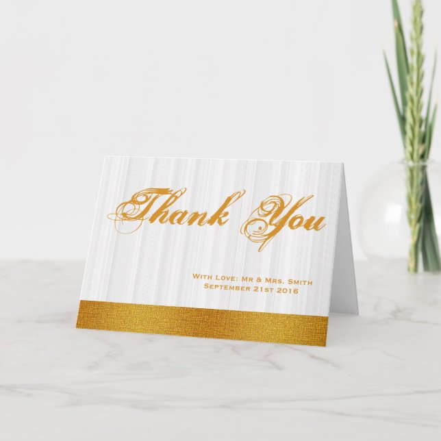 White Minimal with Gold Badge Band Thank You Card (Front)