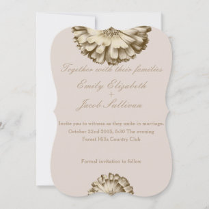 White Minimal with Gold Daisy Inspired Wedding Sav Save The Date