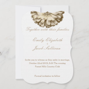 White Minimal with Gold Sunflower Inspired Wedding Save The Date