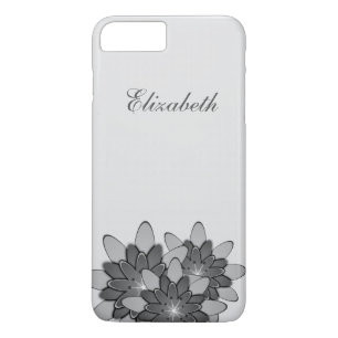 White Minimal with Grey Floral Lotus Personalized Case-Mate iPhone Case