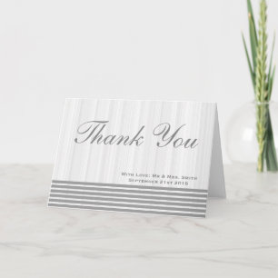 White Minimal with Grey Stripes Thank You Card