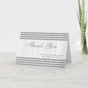 White Minimal with Grey Stripes Thank You Card
