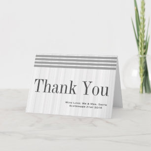 White Minimal with Grey Stripes Thank You Card